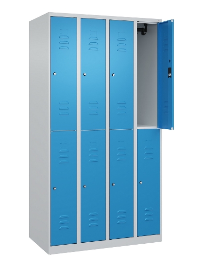C+P Doppelstock-Spind 080300-39 Classic PLUS bodenstehend 3 Abt.250mm je 2 Fächer Zylinderschloss (HxBxT)1850x750x500mm 7035/3003