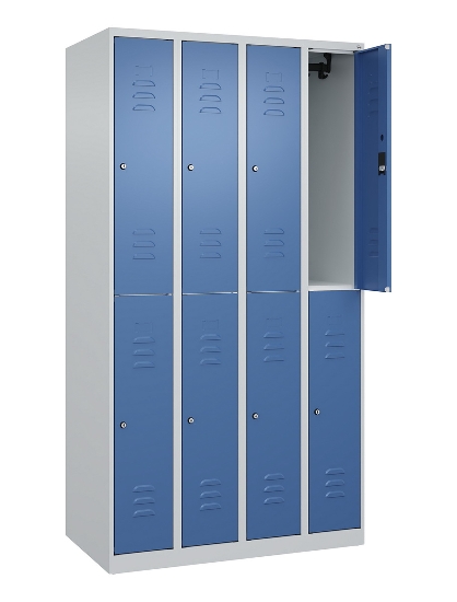 C+P Doppelstock-Spind 080300-39 Classic PLUS bodenstehend 3 Abt.250mm je 2 Fächer Zylinderschloss (HxBxT)1850x750x500mm 7035/3003
