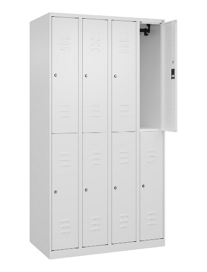 C+P Doppelstock-Spind 080300-39 Classic PLUS bodenstehend 3 Abt.250mm je 2 Fächer Zylinderschloss (HxBxT)1850x750x500mm 7035/3003
