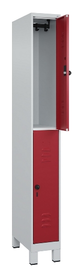 C+P Doppelstock-Spind 080310-39 Classic PLUS mit Füßen 3 Abt.250mm je 2 Fächer Zylinderschloss (HxBxT)1950x750x500mm 7035/5010