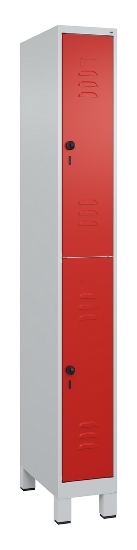 C+P Doppelstock-Spind 080310-39 Classic PLUS mit Füßen 3 Abt.250mm je 2 Fächer Zylinderschloss (HxBxT)1950x750x500mm 7035/5010