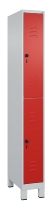 C+P Doppelstock-Spind 080310-39 Classic PLUS mit Füßen 3 Abt.250mm je 2 Fächer Zylinderschloss (HxBxT)1950x750x500mm 7035/5010