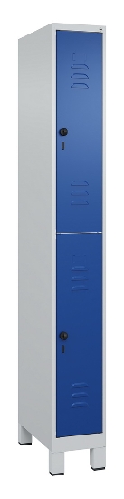 C+P Doppelstock-Spind 080310-39 Classic PLUS mit Füßen 3 Abt.250mm je 2 Fächer Zylinderschloss (HxBxT)1950x750x500mm 7035/5010