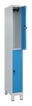 C+P Doppelstock-Spind 080310-39 Classic PLUS mit Füßen 3 Abt.250mm je 2 Fächer Zylinderschloss (HxBxT)1950x750x500mm 7035/5010