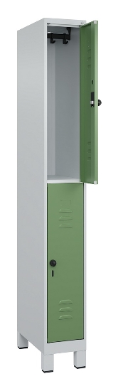 C+P Doppelstock-Spind 080310-39 Classic PLUS mit Füßen 3 Abt.250mm je 2 Fächer Zylinderschloss (HxBxT)1950x750x500mm 7035/5010
