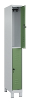 C+P Doppelstock-Spind 080310-39 Classic PLUS mit Füßen 3 Abt.250mm je 2 Fächer Zylinderschloss (HxBxT)1950x750x500mm 7035/5010