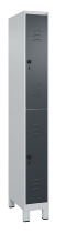 C+P Doppelstock-Spind 080310-39 Classic PLUS mit Füßen 3 Abt.250mm je 2 Fächer Zylinderschloss (HxBxT)1950x750x500mm 7035/5010