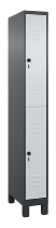 C+P Doppelstock-Spind 080310-39 Classic PLUS mit Füßen 3 Abt.250mm je 2 Fächer Zylinderschloss (HxBxT)1950x750x500mm 7035/5010