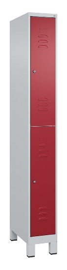 C+P Doppelstock-Spind 080310-39 Classic PLUS mit Füßen 3 Abt.250mm je 2 Fächer Zylinderschloss (HxBxT)1950x750x500mm 7035/5010