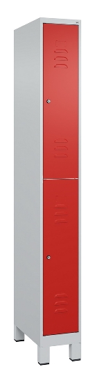 C+P Doppelstock-Spind 080310-39 Classic PLUS mit Füßen 3 Abt.250mm je 2 Fächer Zylinderschloss (HxBxT)1950x750x500mm 7035/5010