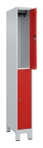 C+P Doppelstock-Spind 080310-39 Classic PLUS mit Füßen 3 Abt.250mm je 2 Fächer Zylinderschloss (HxBxT)1950x750x500mm 7035/5010