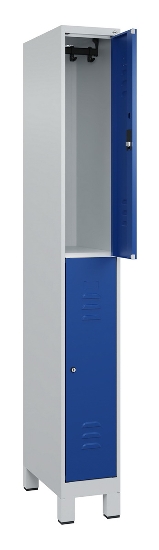 C+P Doppelstock-Spind 080310-39 Classic PLUS mit Füßen 3 Abt.250mm je 2 Fächer Zylinderschloss (HxBxT)1950x750x500mm 7035/5010