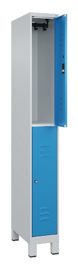 C+P Doppelstock-Spind 080310-39 Classic PLUS mit Füßen 3 Abt.250mm je 2 Fächer Zylinderschloss (HxBxT)1950x750x500mm 7035/5010