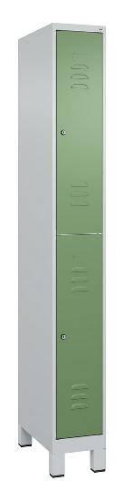 C+P Doppelstock-Spind 080310-39 Classic PLUS mit Füßen 3 Abt.250mm je 2 Fächer Zylinderschloss (HxBxT)1950x750x500mm 7035/5010