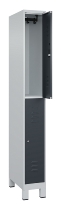 C+P Doppelstock-Spind 080310-39 Classic PLUS mit Füßen 3 Abt.250mm je 2 Fächer Zylinderschloss (HxBxT)1950x750x500mm 7035/5010
