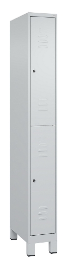 C+P Doppelstock-Spind 080310-39 Classic PLUS mit Füßen 3 Abt.250mm je 2 Fächer Zylinderschloss (HxBxT)1950x750x500mm 7035/5010