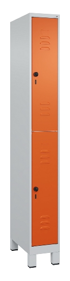 C+P Doppelstock-Spind 080310-39 Classic PLUS mit Füßen 3 Abt.250mm je 2 Fächer Zylinderschloss (HxBxT)1950x750x500mm 7035/5010
