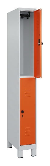 C+P Doppelstock-Spind 080310-39 Classic PLUS mit Füßen 3 Abt.250mm je 2 Fächer Zylinderschloss (HxBxT)1950x750x500mm 7035/5010