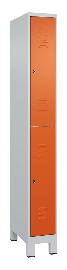 C+P Doppelstock-Spind 080310-39 Classic PLUS mit Füßen 3 Abt.250mm je 2 Fächer Zylinderschloss (HxBxT)1950x750x500mm 7035/5010
