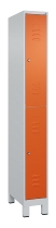C+P Doppelstock-Spind 080310-39 Classic PLUS mit Füßen 3 Abt.250mm je 2 Fächer Zylinderschloss (HxBxT)1950x750x500mm 7035/5010