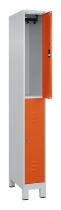 C+P Doppelstock-Spind 080310-39 Classic PLUS mit Füßen 3 Abt.250mm je 2 Fächer Zylinderschloss (HxBxT)1950x750x500mm 7035/5010