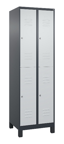 C+P Doppelstock-Spind 080310-22 Classic PLUS Füße 2-Abt.400mm je 2 Fächer Zylinderschloss (HxBxT)1950x800x500mm 7035/2004