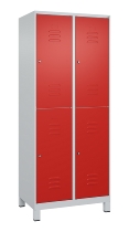 C+P Doppelstock-Spind 080310-22 Classic PLUS Füße 2-Abt.400mm je 2 Fächer Zylinderschloss (HxBxT)1950x800x500mm 7035/2004