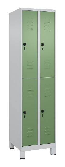 C+P Doppelstock-Spind 080310-39 Classic PLUS mit Füßen 3 Abt.250mm je 2 Fächer Zylinderschloss (HxBxT)1950x750x500mm 7035/5010