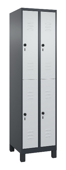 C+P Doppelstock-Spind 080310-39 Classic PLUS mit Füßen 3 Abt.250mm je 2 Fächer Zylinderschloss (HxBxT)1950x750x500mm 7035/5010