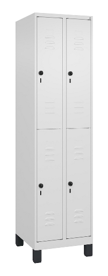 C+P Doppelstock-Spind 080310-39 Classic PLUS mit Füßen 3 Abt.250mm je 2 Fächer Zylinderschloss (HxBxT)1950x750x500mm 7035/5010