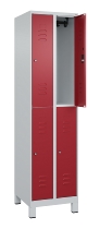 C+P Doppelstock-Spind 080310-39 Classic PLUS mit Füßen 3 Abt.250mm je 2 Fächer Zylinderschloss (HxBxT)1950x750x500mm 7035/5010