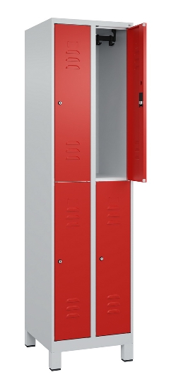 C+P Doppelstock-Spind 080310-39 Classic PLUS mit Füßen 3 Abt.250mm je 2 Fächer Zylinderschloss (HxBxT)1950x750x500mm 7035/5010