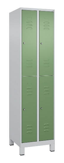 C+P Doppelstock-Spind 080310-39 Classic PLUS mit Füßen 3 Abt.250mm je 2 Fächer Zylinderschloss (HxBxT)1950x750x500mm 7035/5010