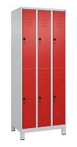 C+P Doppelstock-Spind 080310-39 Classic PLUS mit Füßen 3 Abt.250mm je 2 Fächer Zylinderschloss (HxBxT)1950x750x500mm 7035/5010