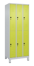 C+P Doppelstock-Spind 080310-39 Classic PLUS mit Füßen 3 Abt.250mm je 2 Fächer Zylinderschloss (HxBxT)1950x750x500mm 7035/5010