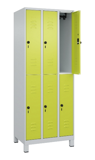 C+P Doppelstock-Spind 080310-39 Classic PLUS mit Füßen 3 Abt.250mm je 2 Fächer Zylinderschloss (HxBxT)1950x750x500mm 7035/5010