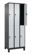 C+P Doppelstock-Spind 080310-39 Classic PLUS mit Füßen 3 Abt.250mm je 2 Fächer Zylinderschloss (HxBxT)1950x750x500mm 7035/5010