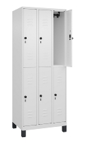 C+P Doppelstock-Spind 080310-39 Classic PLUS mit Füßen 3 Abt.250mm je 2 Fächer Zylinderschloss (HxBxT)1950x750x500mm 7035/5010