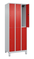 C+P Doppelstock-Spind 080310-39 Classic PLUS mit Füßen 3 Abt.250mm je 2 Fächer Zylinderschloss (HxBxT)1950x750x500mm 7035/5010