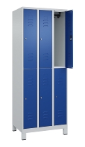 C+P Doppelstock-Spind 080310-39 Classic PLUS mit Füßen 3 Abt.250mm je 2 Fächer Zylinderschloss (HxBxT)1950x750x500mm 7035/5010