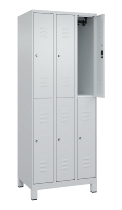 C+P Doppelstock-Spind 080310-39 Classic PLUS mit Füßen 3 Abt.250mm je 2 Fächer Zylinderschloss (HxBxT)1950x750x500mm 7035/5010