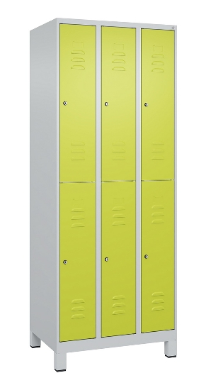 C+P Doppelstock-Spind 080310-39 Classic PLUS mit Füßen 3 Abt.250mm je 2 Fächer Zylinderschloss (HxBxT)1950x750x500mm 7035/5010