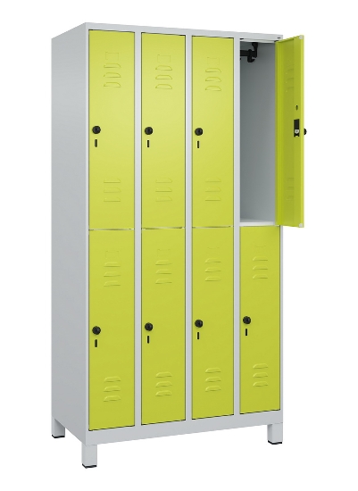 C+P Doppelstock-Spind 080310-39 Classic PLUS mit Füßen 3 Abt.250mm je 2 Fächer Zylinderschloss (HxBxT)1950x750x500mm 7035/5010