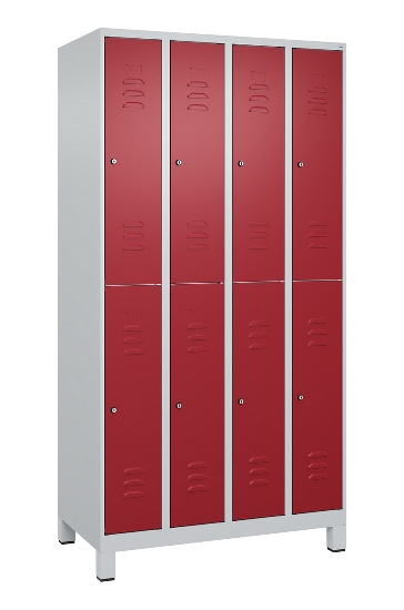 C+P Doppelstock-Spind 080310-39 Classic PLUS mit Füßen 3 Abt.250mm je 2 Fächer Zylinderschloss (HxBxT)1950x750x500mm 7035/5010