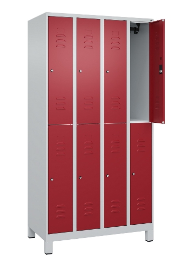 C+P Doppelstock-Spind 080310-39 Classic PLUS mit Füßen 3 Abt.250mm je 2 Fächer Zylinderschloss (HxBxT)1950x750x500mm 7035/5010