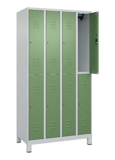 C+P Doppelstock-Spind 080310-39 Classic PLUS mit Füßen 3 Abt.250mm je 2 Fächer Zylinderschloss (HxBxT)1950x750x500mm 7035/5010