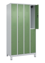 C+P Doppelstock-Spind 080310-39 Classic PLUS mit Füßen 3 Abt.250mm je 2 Fächer Zylinderschloss (HxBxT)1950x750x500mm 7035/5010