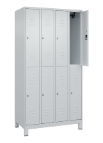 C+P Doppelstock-Spind 080310-39 Classic PLUS mit Füßen 3 Abt.250mm je 2 Fächer Zylinderschloss (HxBxT)1950x750x500mm 7035/5010