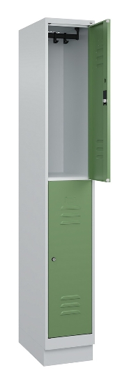 C+P Doppelstock-Spind 080320-22 Classic PLUS Sockel 2-Abt.400mm je 2 Fächer Sicherheits-Drehriegel (HxBxT)1950x800x500mm 7016/7035