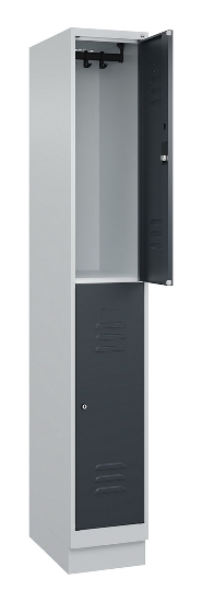 C+P Doppelstock-Spind 080320-22 Classic PLUS Sockel 2-Abt.400mm je 2 Fächer Sicherheits-Drehriegel (HxBxT)1950x800x500mm 7016/7035